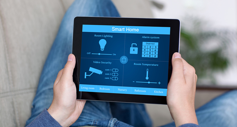 The ability to access and control security components from a mobile device is one of the top smart home trends in Johnson City. Close-up of smart home security app.